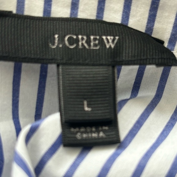 J. Crew Lace Up Striped Shirt Dress Blue White Large - Picture 7 of 8